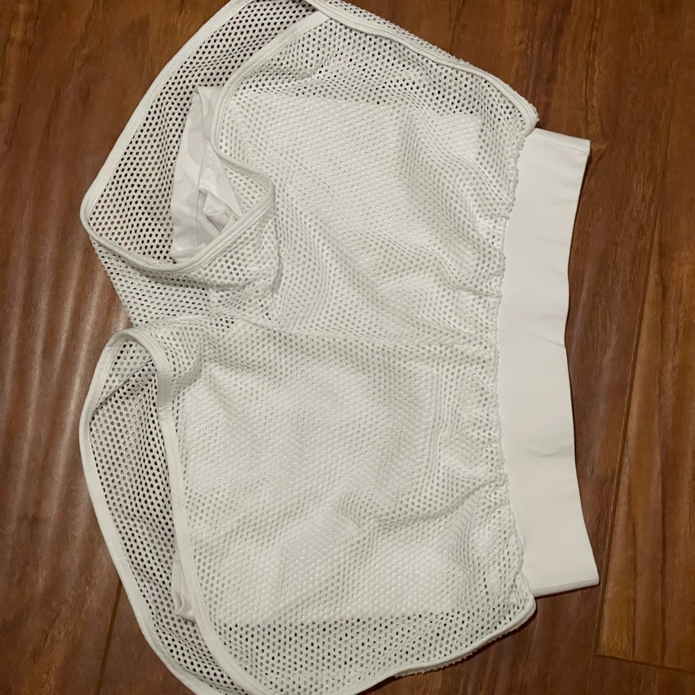 White Senita athletics workout shorts